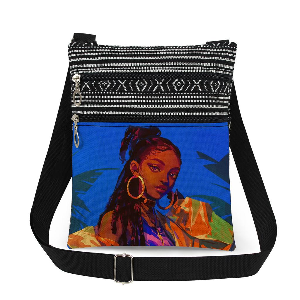 1PC Black Girl Print Tote Bags Women Shoulder Handbags Postman Package 6898