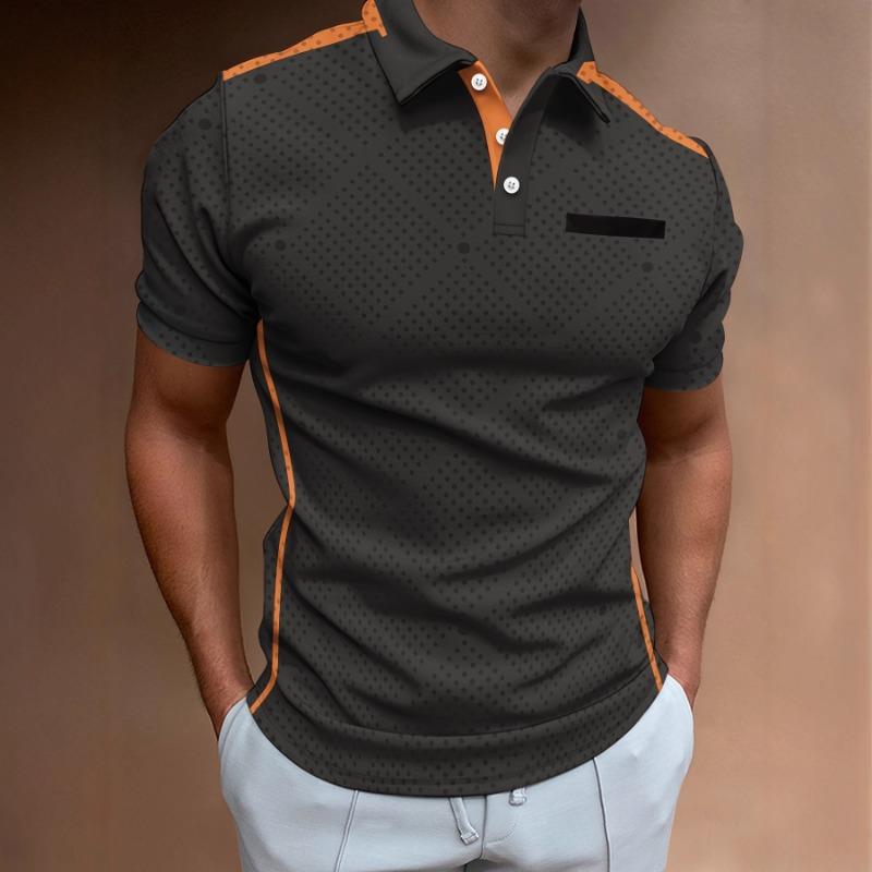 New Summer Men s Printed Button Short Sleeve Shirt Fashion Sports Versatile Comfortable Top S серый