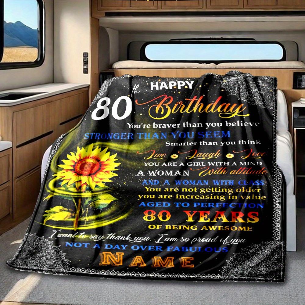 Happy 80Th Birthday Customize Your Name Rv Blanket Comfortable Soft Lightweight Multipurpose Blanket For Travel Camping Picnics Sofas Rvs Beds Living