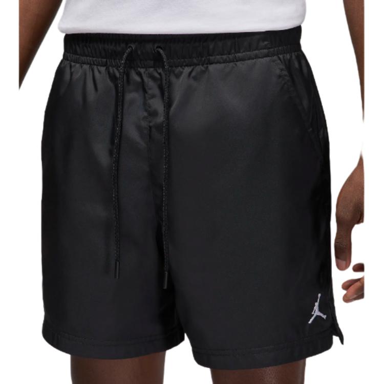 Jordan Essentials Solid Color Lace-Up Mid-Rise Casual Shorts Men Shorts Black FQ4562-010
