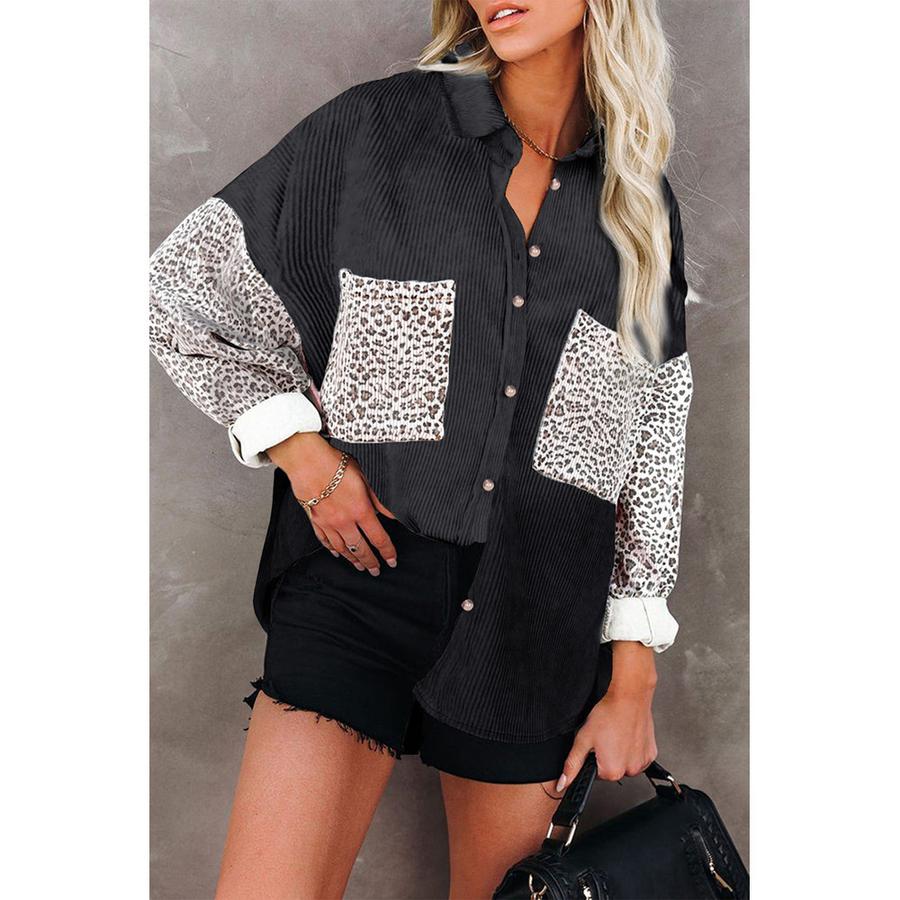 New Autumn Leopard Print Women's Shirt Collared Hole Casual Jacket