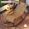 Adult Rattan Rocking Chair: Steel-Framed Recliner for Leisure and Napping on Balconies