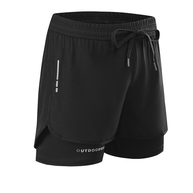 Men's Two-in-One Quick-Dry Running Shorts - Breathable, lightweight, and perfect for marathon training and beach sports.