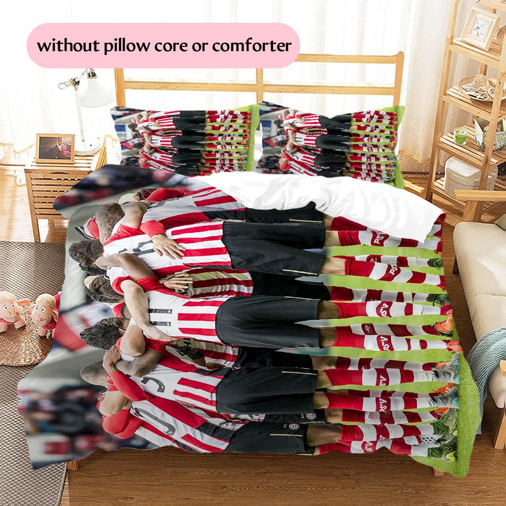 PSV Eindhoven Player Pattern Bedding Home Decoration Birthday Gift ( 1 duvet cover + 2 pillowcase, without core),fan merchandise.