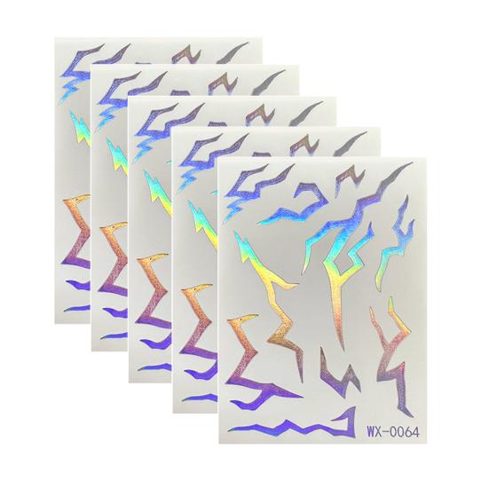 5 Sheets Holographic Lightning Tattoos Flash Temporary Stickers Full Color Body