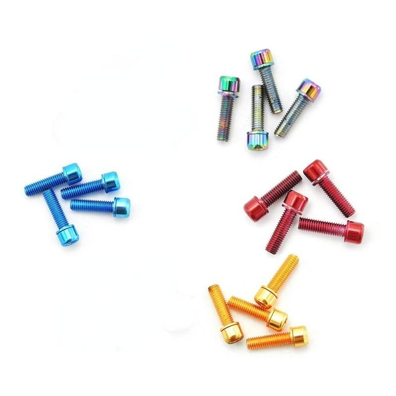6Pcs/Set M5*18mm Bicycle Handlebar Screws Titanium-plated Colorful Stainless Steel Screws Stem Riser Screw Bolts