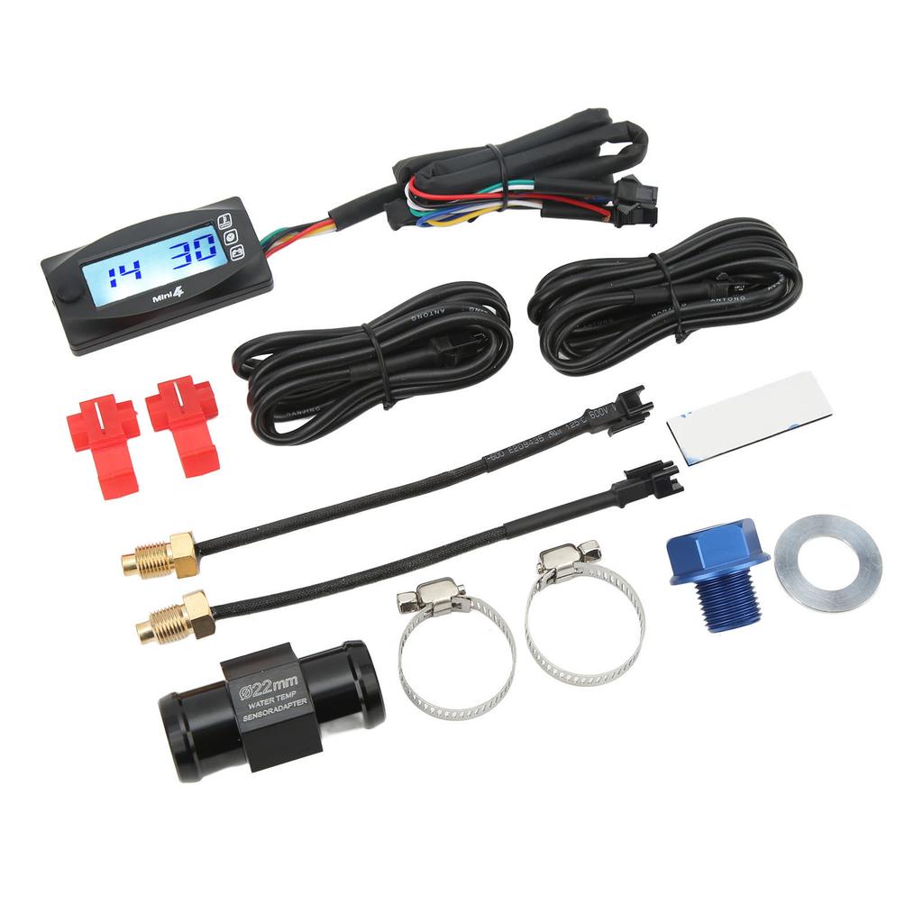 Miernik 4 w 1 Temperatura Wody Oleju Czas Napięcie Wyświetlacz Cyfrowy LCD DC12V Uniwersalny do Motocykla M12x1.5