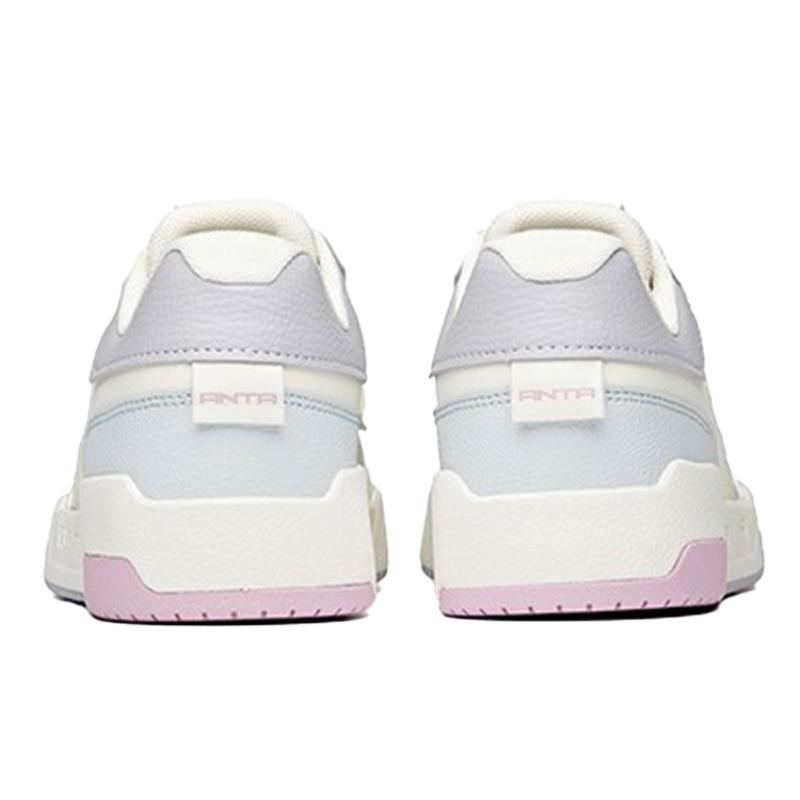 Anta Life Collection Wafers Durable Breathable Low-Top Skateboard Shoes Women's White Gray Purple Sneakers 922118081-1
