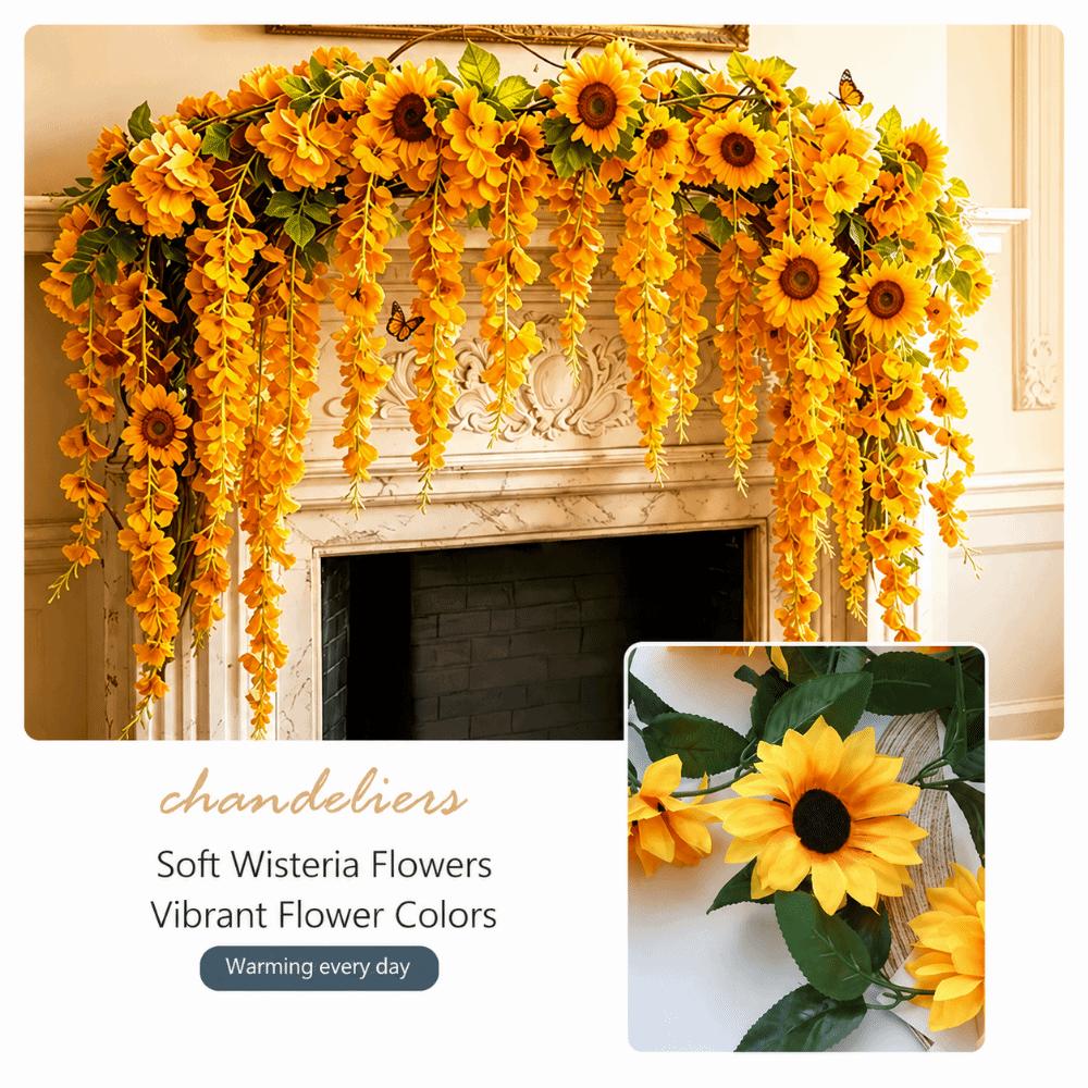 Multicolor Artificial Wisteria Flower Vine Cherry Flower Hanging Garland Wedding Decoration