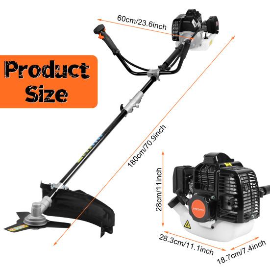52CC 2-Stroke Gas Powered Lawn Mower with Ergonomic Handle, Powerful Engine Weed Trimmer Lawn Mower, Gas Powered Hedge Trimmer, Weed