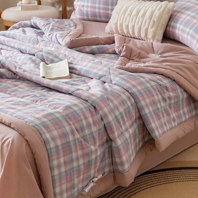 1Pc Summer Quilt Thin Quilt  For Bedroom Bedding Student Dormitory Single Bed Double Bed Breathable Comfortable Not Stuffy