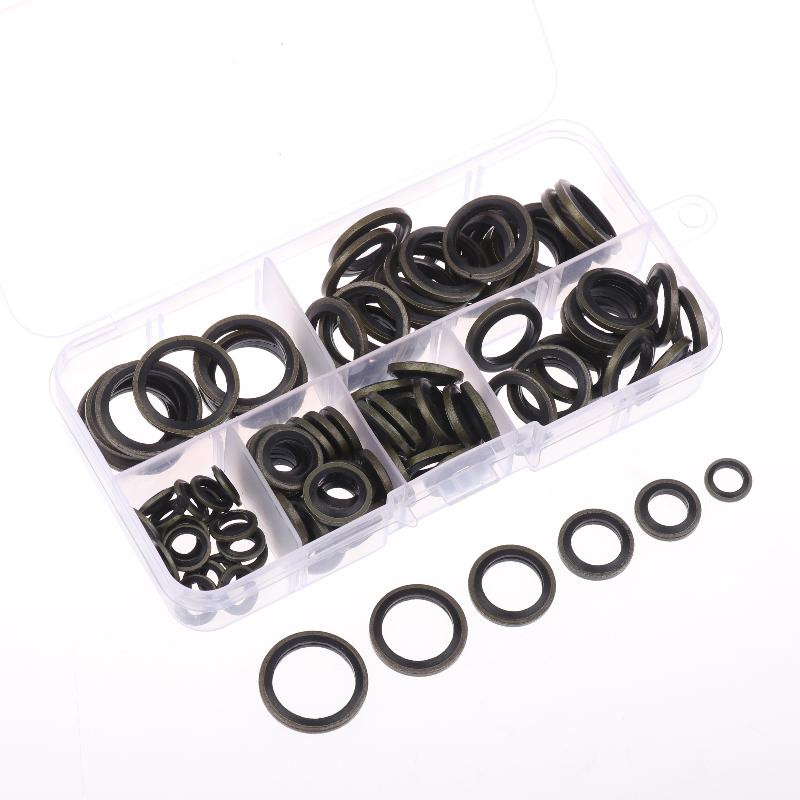 100Pcs Washer Seal Set M6 M8 M10 M12 M14 M16 Car Oil Pan Drain Gasket Kit Drainage Bolt Pad Rubber Oil Drain Plug Gasket