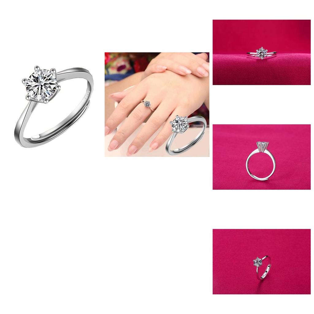 Fashionable And Elegant Diamond-encrusted Ring For Women Adjustable Six-claw Opening Ring