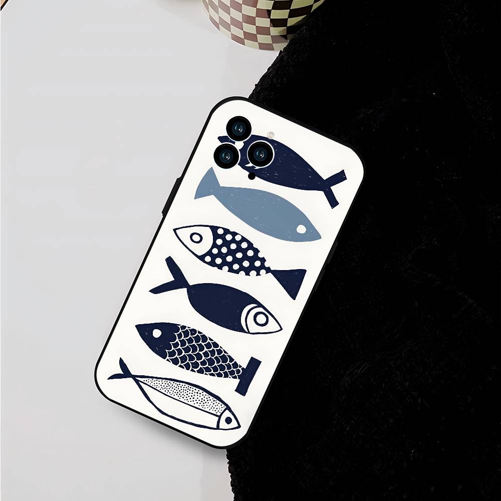 Blue Ocean For IPhone 13,17,11,12,16,14,15,Plus,Pro Max Soft Silicone Black Phone Case