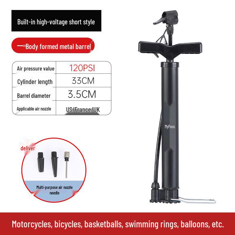 Stainless Steel High-Pressure Portable Foot Pump for Bicycles and Electric Vehicles Bulk purchase discount available, inquiry welcome