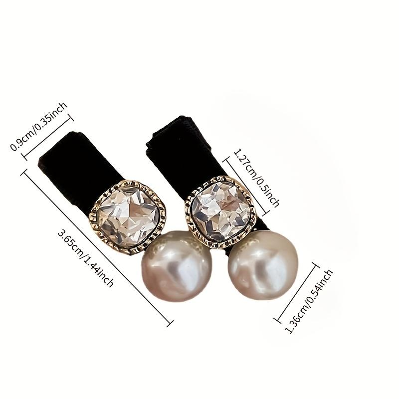 1pcs Elegant Hairpin Imitation Pearl Square Diamond Hairpin Elegant Ceiling Korean Ins Style Side Clip
