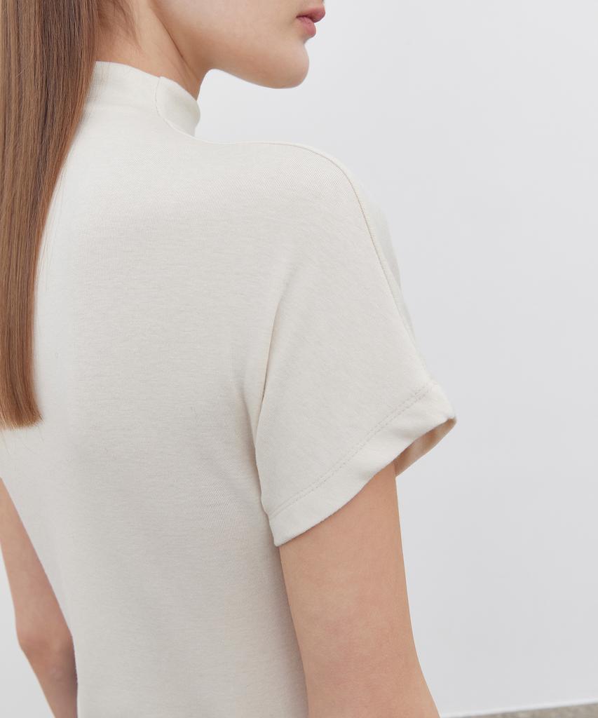NOTIA Turtle Neck Half Sleeve T-Shirts - Light Beige