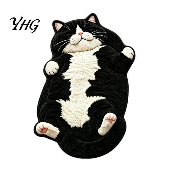 Washable Entryway Runner Sleeping Cat Rug, Ultra Absorbent Plush Bath Mat, Cute Kitty Kitchen Carpet Area Non-slip Door Mat for Bathroom Bedroom Home