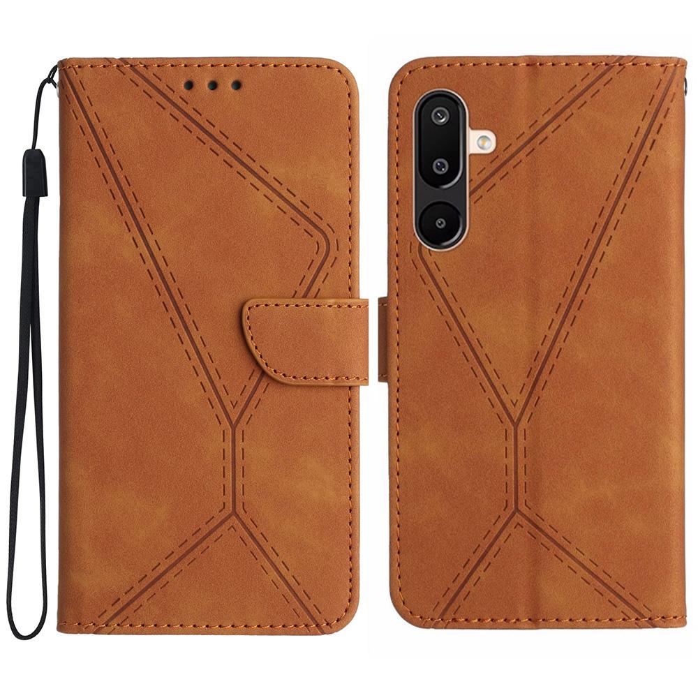 For Samsung Galaxy M16 5G/F16 5G Case Skin Touch Lines Imprinted PU Leather Flip Phone Cover