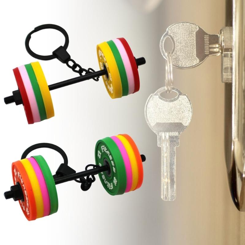 Rubber Dumbbell Keychain Lightweight Portable Exercise Themed Decorative Creative Sports Fitness Bag Decoration