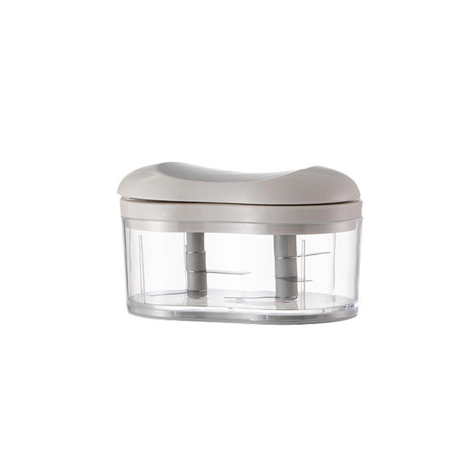 

Ручний подрібнювач часнику з контейнером, багатоцільовий ручний прес для часнику для приготування їжі в домашній кухні S сірий/білий