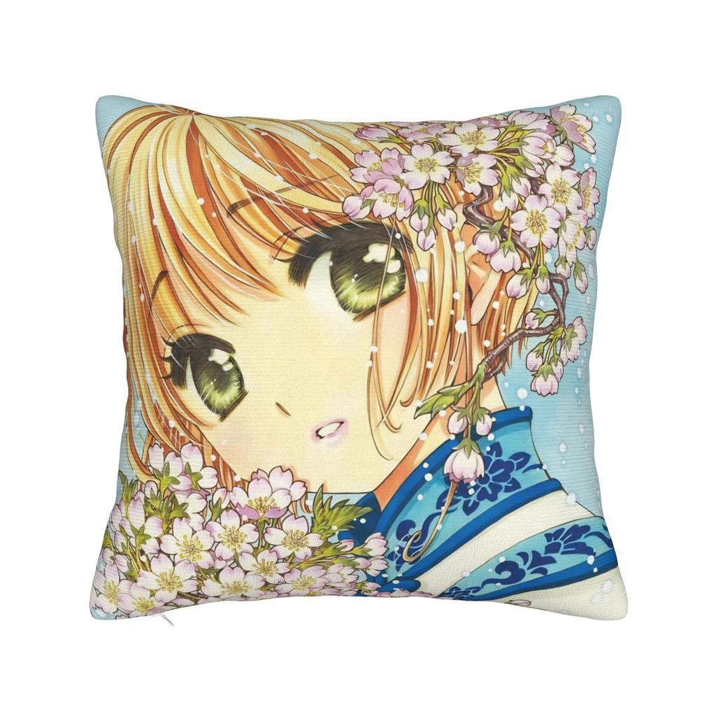 Cardcaptor Sakura Flower Pillowcase Polyester Cushion Cover Decoration Anime Cartoon Pillow Case Cover Home Wholesale 45*45cm