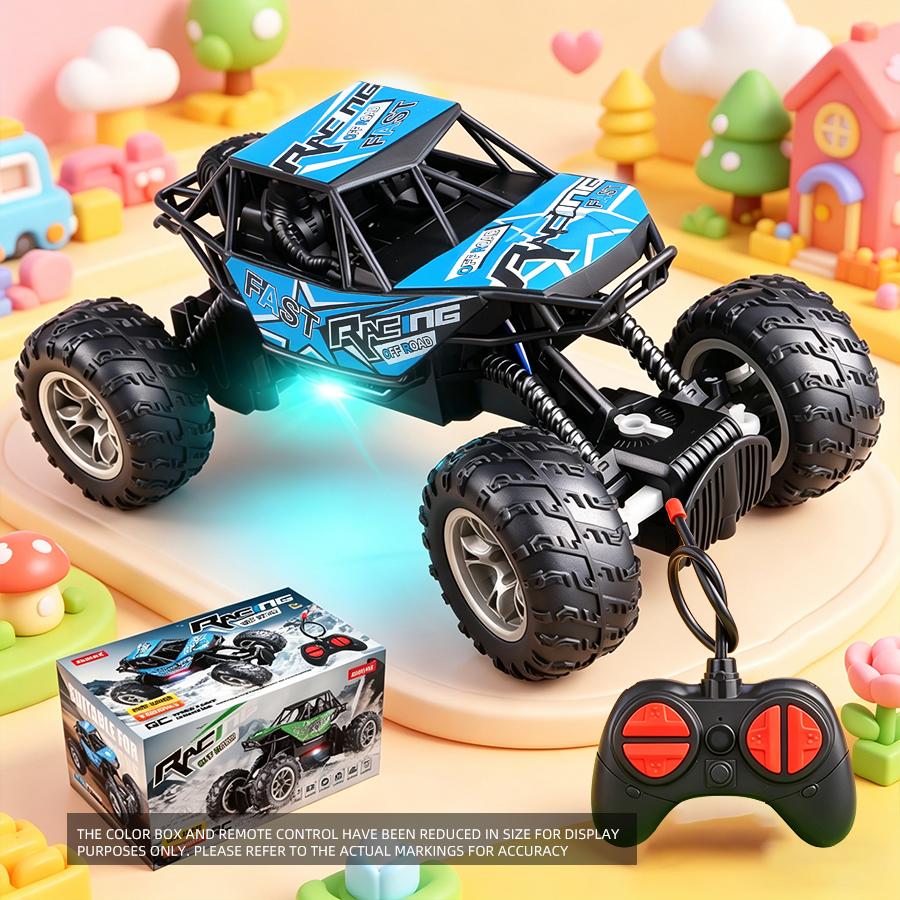 4-Way Remote Control Car with Lights, Anti-Slip Rubber Tires, Outdoor Off-Road Climbing Toy Car Model for Kidsren and Boys