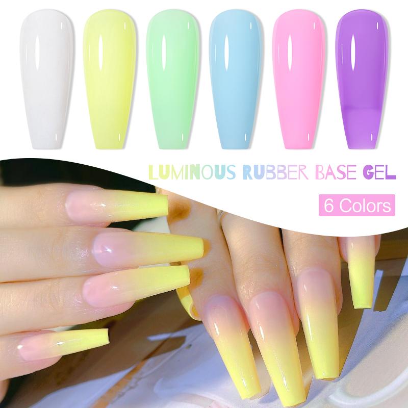 MTSSII 7ml Luminous Rubber Base Gel Odblaskowy brokatowy żelowy lakier do paznokci Świecący w ciemnym niebieskim zielonym błyszczącym cekinie Półtrwały lakier żelowy UV LED