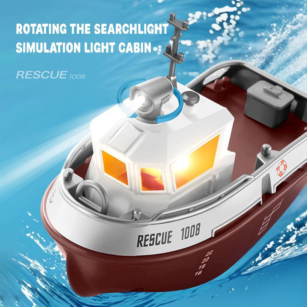1/144 Scale RC Tugboat, 2.4GHz RC Electric Yacht Model With Lights, Remote Control For Pools Lakes