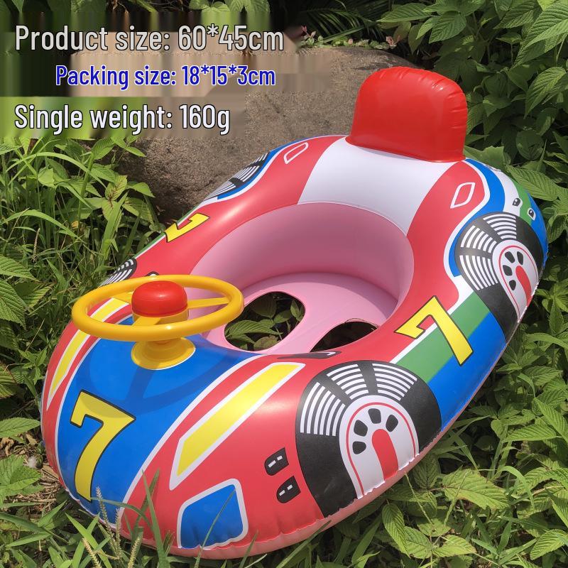 Large Toddler Boat-Themed Swimming Ring with Canopy & Steering Wheel