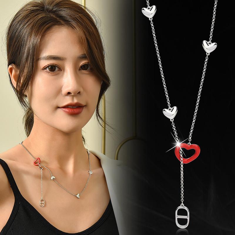 Gold Plated Chic Titanium Steel Heart Necklace For Women With Versatile Adjustable Chain