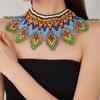 Ethnic Style Multilayer Beaded Choker Multicolor Mesh Bib Collar  Women Jewelry
