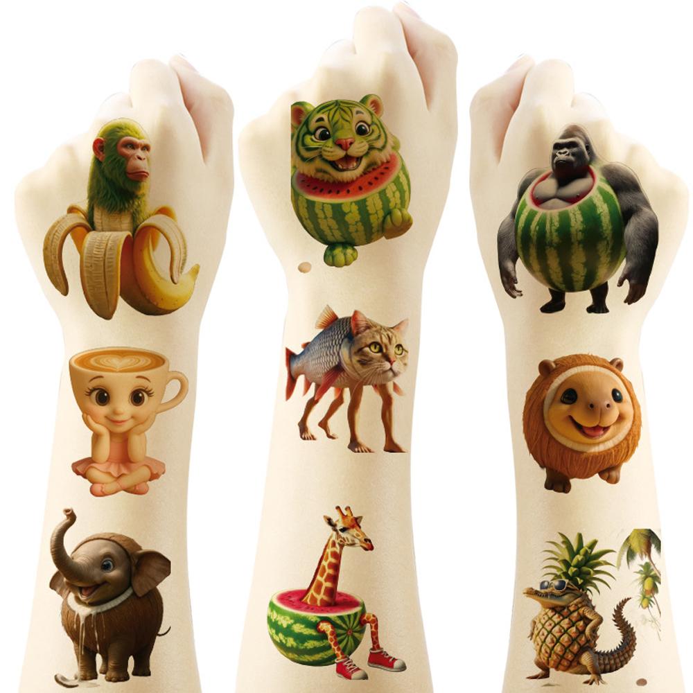 6/3/1Pcs Tung Tung Sahur Abstract Animal Tattoo Stickers Italian Brainrot Funny Temporary Tattoo Body Art Tattoo Stickers Toys