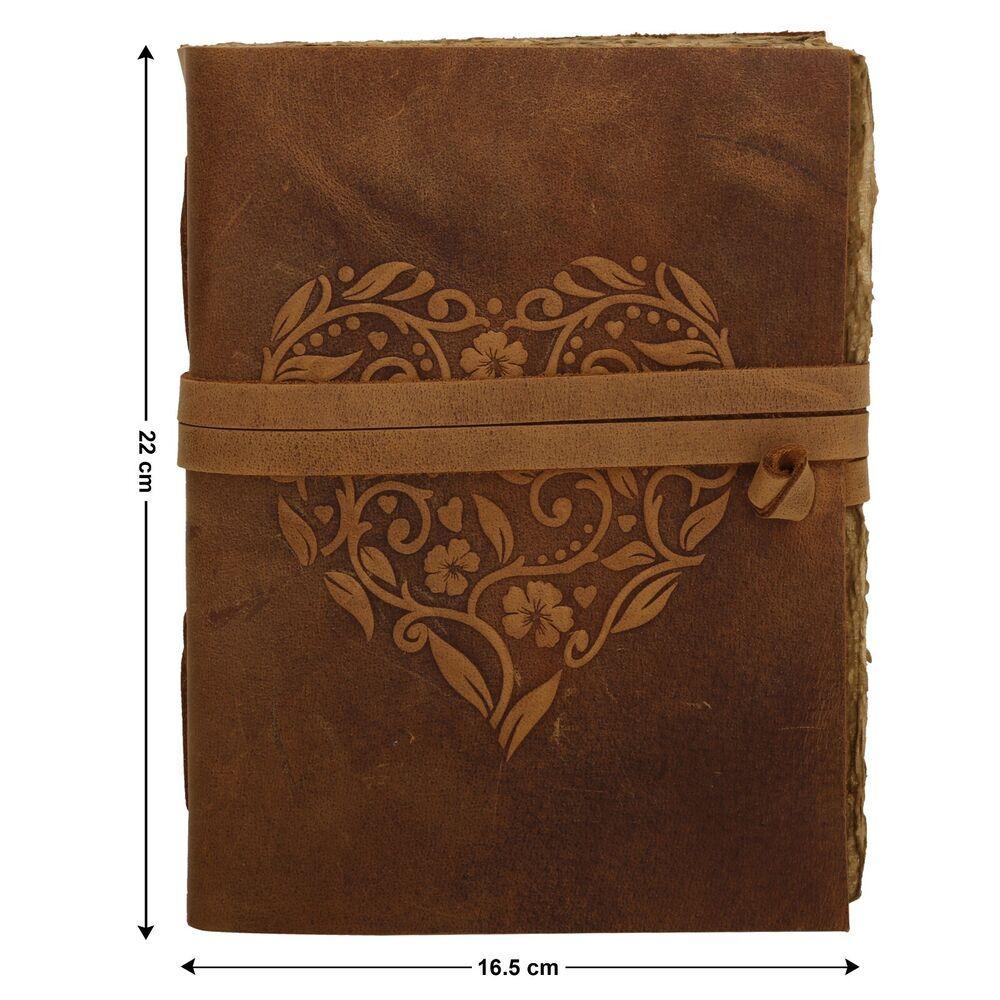 Srdce embosovaný kožený deník vintage starožitný Deckle edge papírový skicák dárek