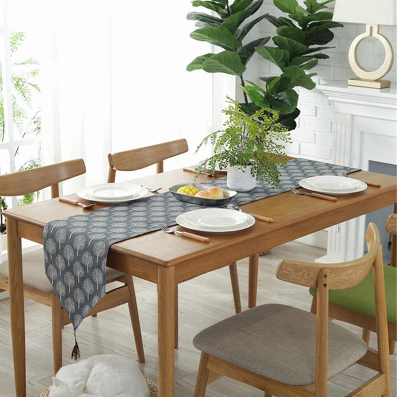 

Vintage Wedding Cotton Linen Tablecloth American Tree Printed Coffee Table Flag Mat 30cm*220cm чорний