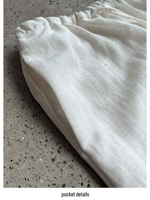 LUXI Women's Tencel Linen Elastic Waist Wide-Leg Summer Pants