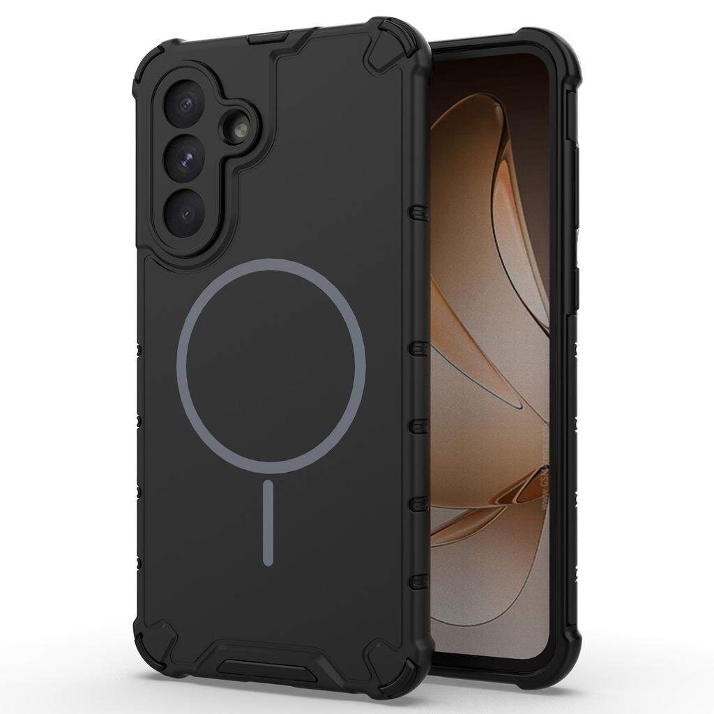 For Samsung Galaxy A36 5G Magnetic Case Corrugated Texture Heat Dissipation TPU+PC Phone Back Cover