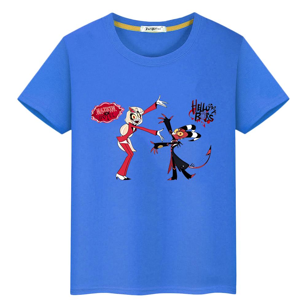 Helluva Boss T Shirt for Kids Boy10year Print 100%Cotton Kawaii Short-sleeved Y2k Anime Tops Pride Tshirt Cute Tees Girl Clothes