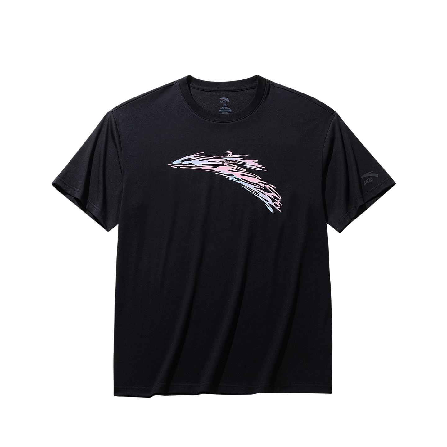 Anta Lifestyle Series Short Sleeve Knitted Shirt Summer Loose T-Shirt Men tops Basic-Black Colorful 952628105-12 S