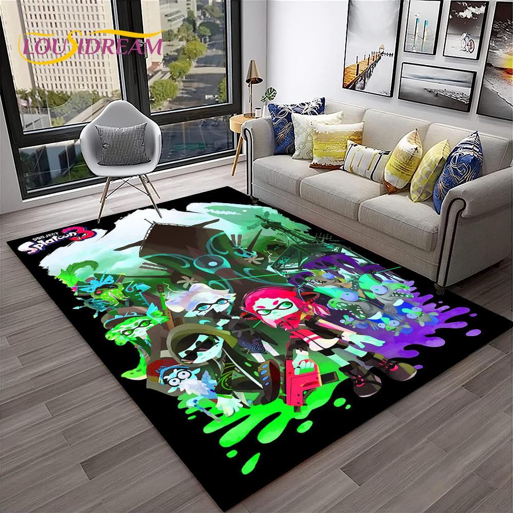 Cartoon PC Gamer 3D Games Splatoon Carpet Rug for Home Living Room Bedroom Sofa Doormat Decor,kids Area Rug Non-slip Floor Mat
