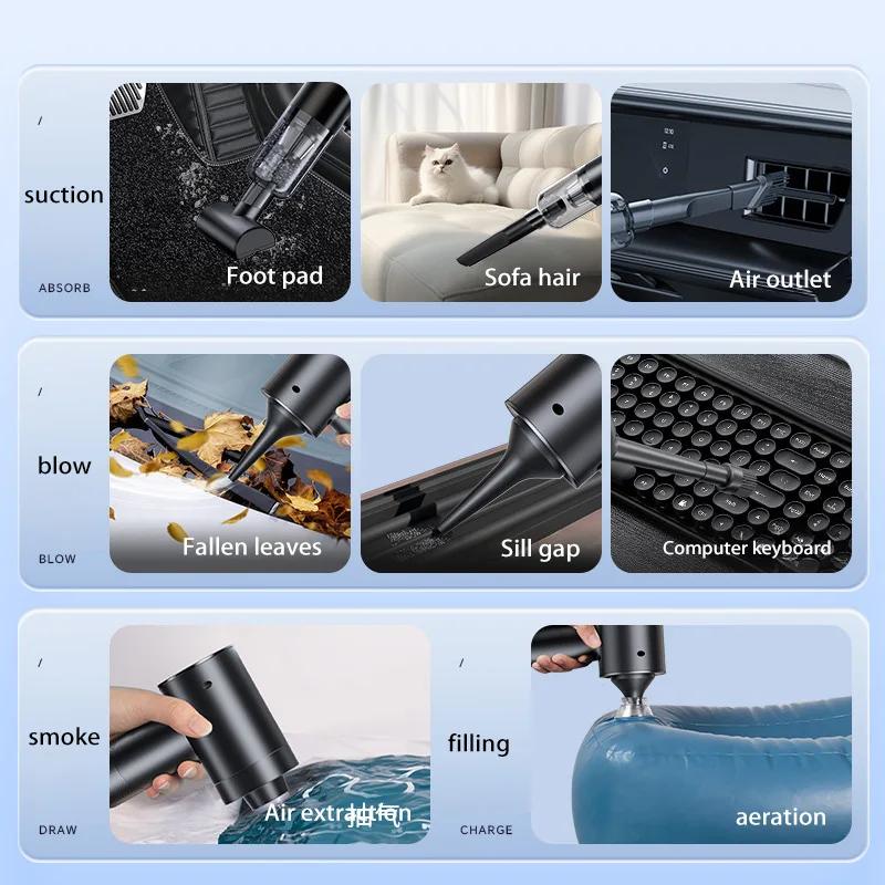 Wireless Car Vacuum Cleaner Multifunctional Mini Portable High-power Suction and Blowing Integrated Cleaning Appliance