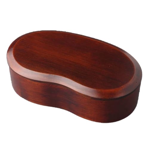 J-Kitchens Wooden Bento Box, Hollowed Out, Bean-Shaped, Single Tier, Lacquer Finish, 18cm x 10cm x 5.5cm, 450ml