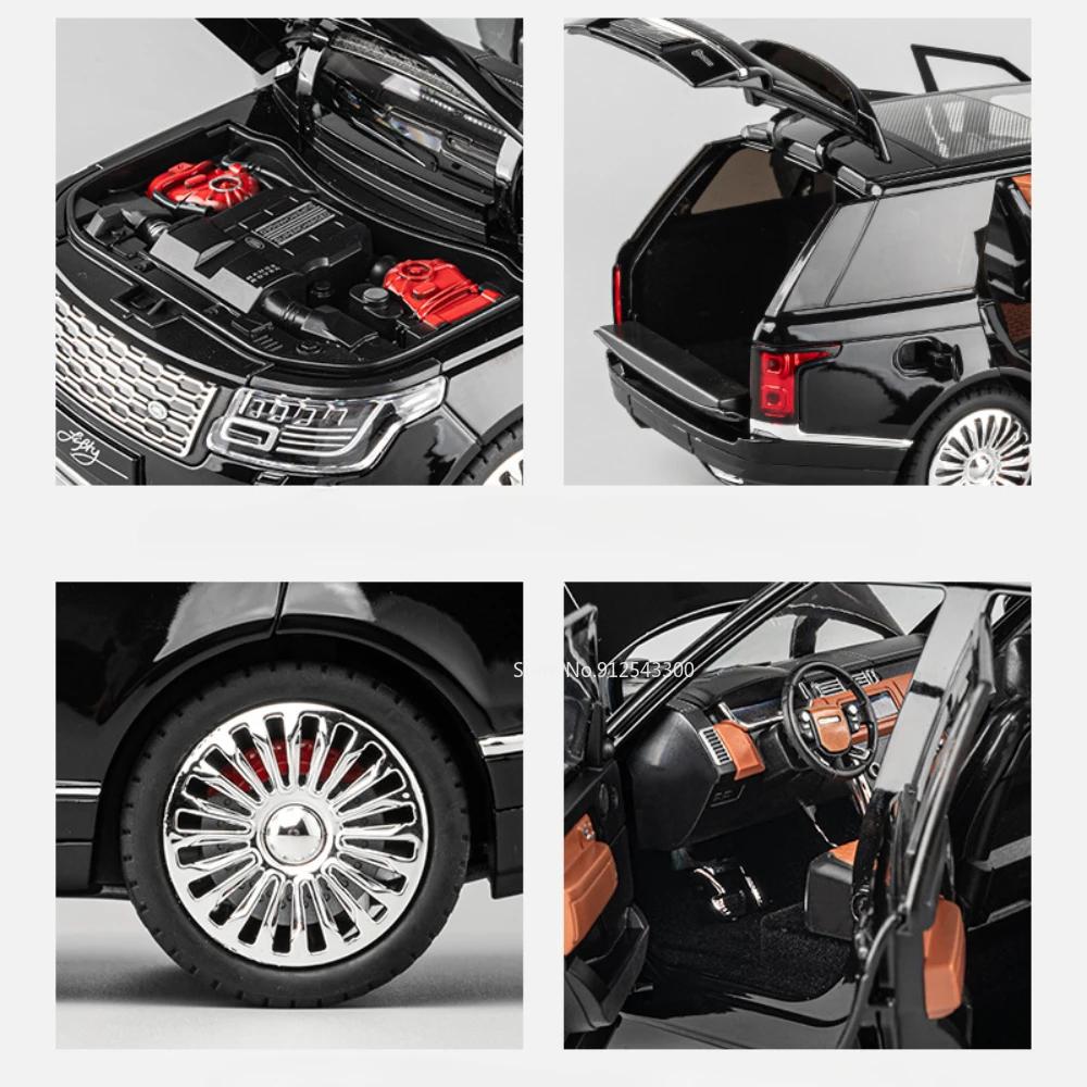 Large 1:18 Range Rover Prado Car Model Toy Alloy Diecast Simulation Doors Opened Pull Back Vehicle Models Collection Boys Gifts