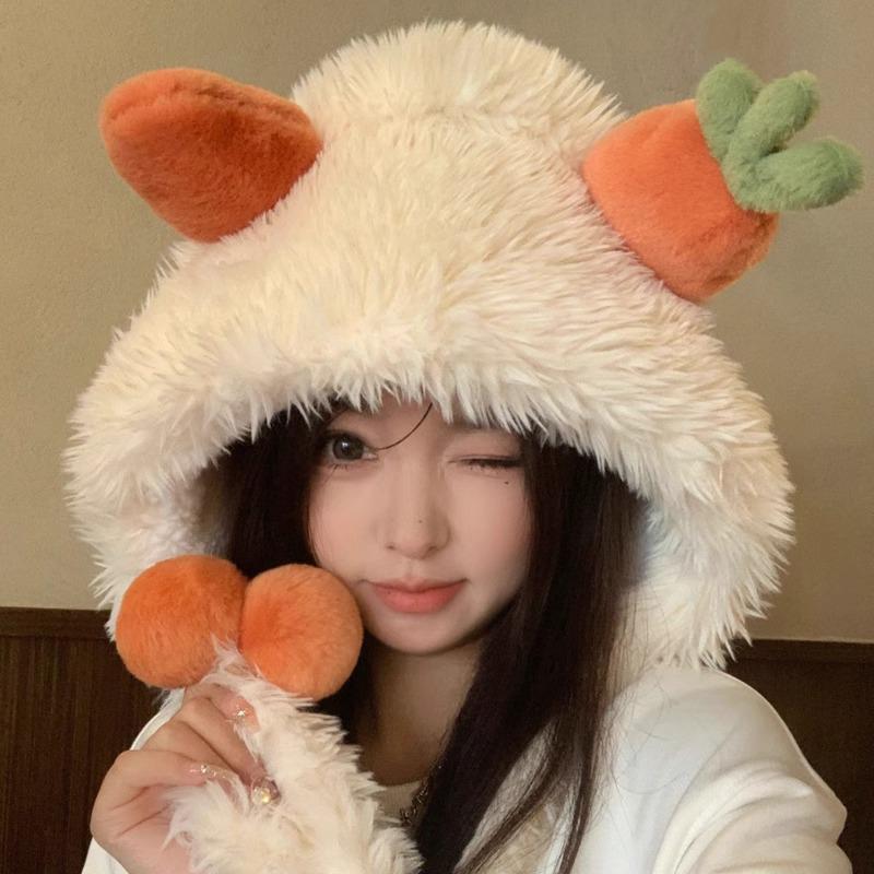 

Пушистая утолщенная плюшевая шапка с подвижными щенячьими ушками, женская теплая толстая плюшевая зимняя шапка, защита для ушей