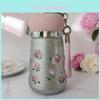 Titanium Inner Lidded Travel Mug With Floral Print Design For Office And Outdoor Use