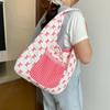 Korean Style Double-sided Shoulder Bag Lace Decoration Tote Bag Plaid Nylon Vest Pouch Vacation