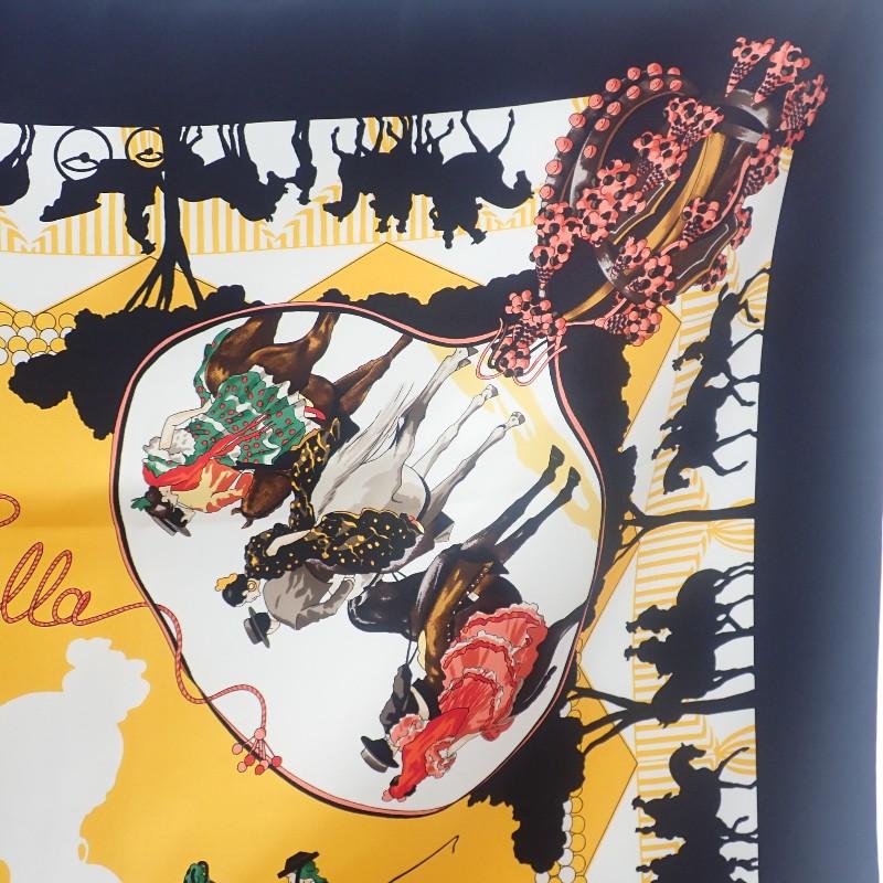 HERMES   scarf black/yellow silk Women