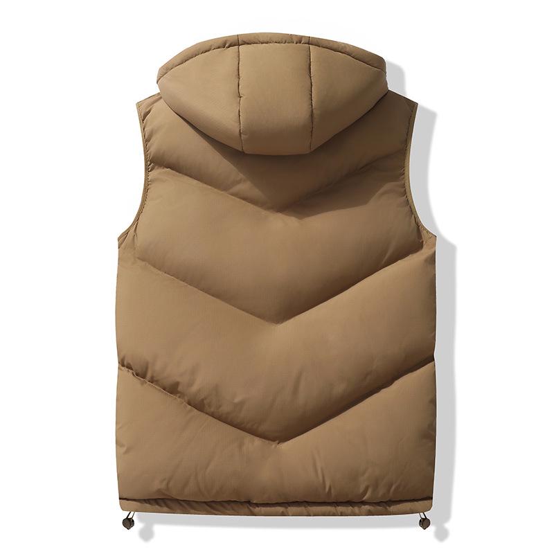 Gilet Matelassé Épais en Duvet et Coton pour Homme avec Col Montant - Vêtement d'Extérieur Automne/Hiver