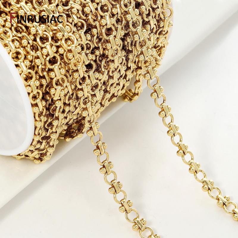 18K Gold Plated Brass Heavy Thick Chain for Jewelry,Punk Round Link Chain for DIY Necklace Bracelet Making Supplies Accessories