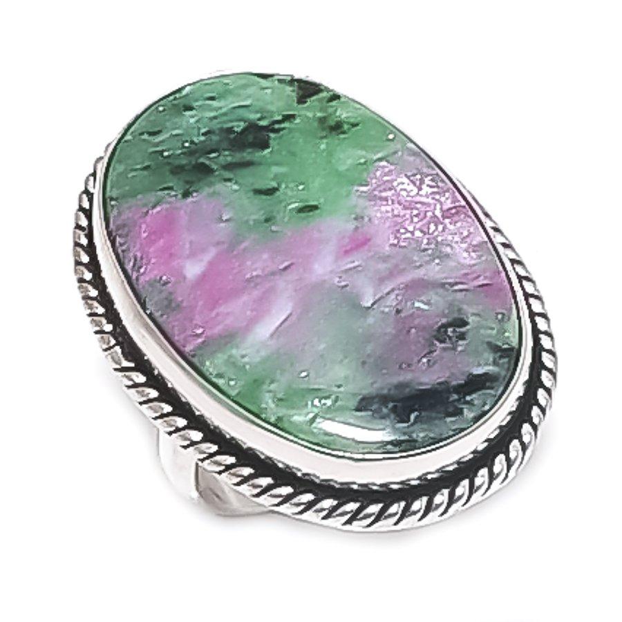 Natural Ruby Zosite Gemstone 925 Sterling Silver Jewelry Ring Size 6 U9e46
